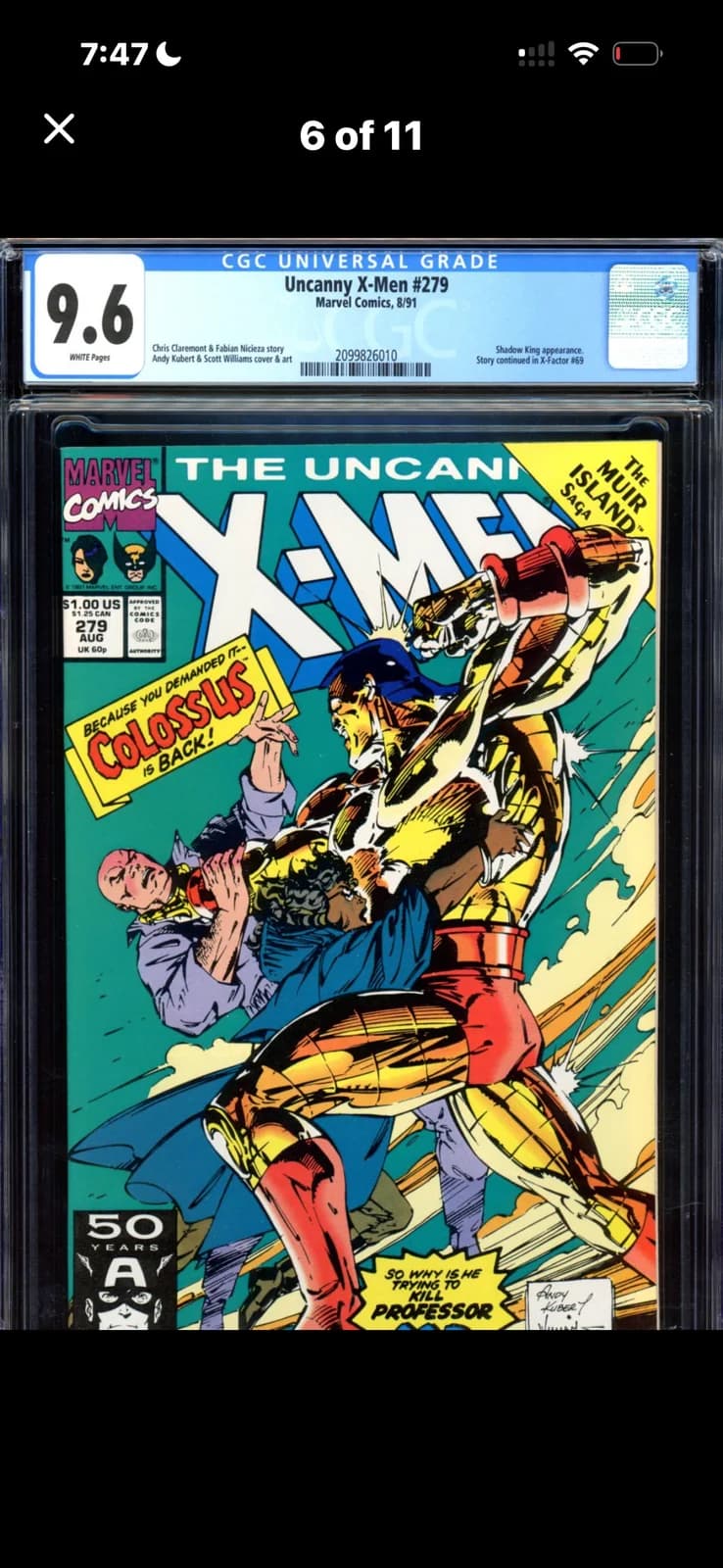 Uncanny X-Men #279 CGC 9.6 Graded Comic Book