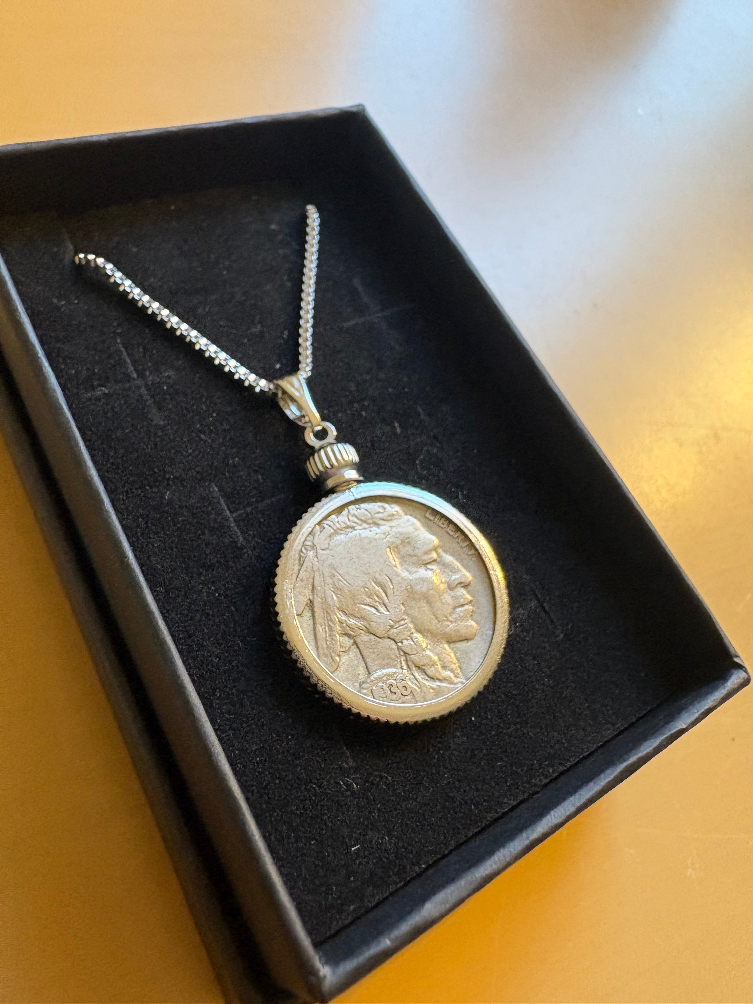 Buffalo Nickel Necklace — Authentic Silver Coin (First Edition)