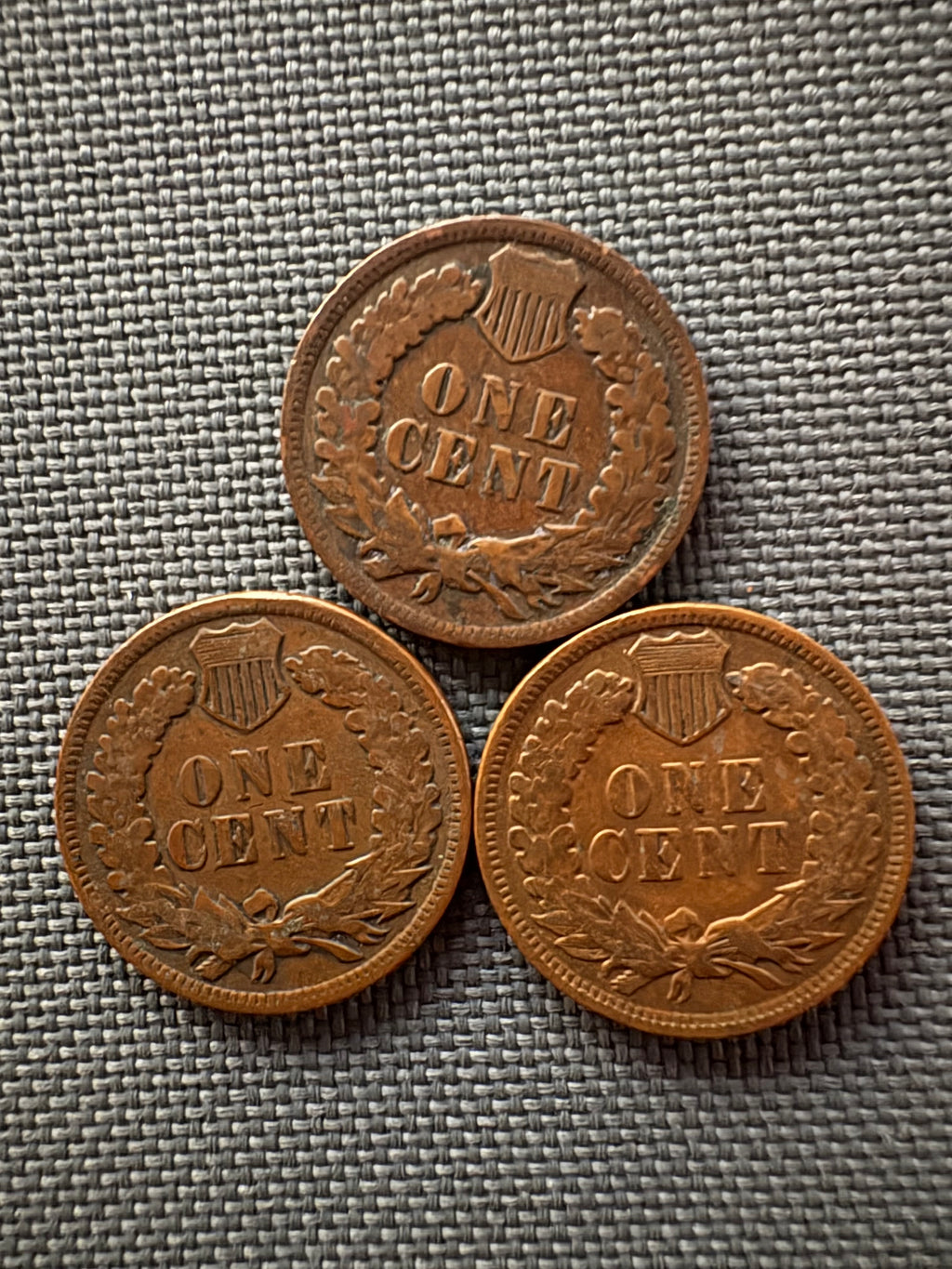 Three (3) Indian Head Pennies • Random Dates • Good Condition • Authentic US Coins