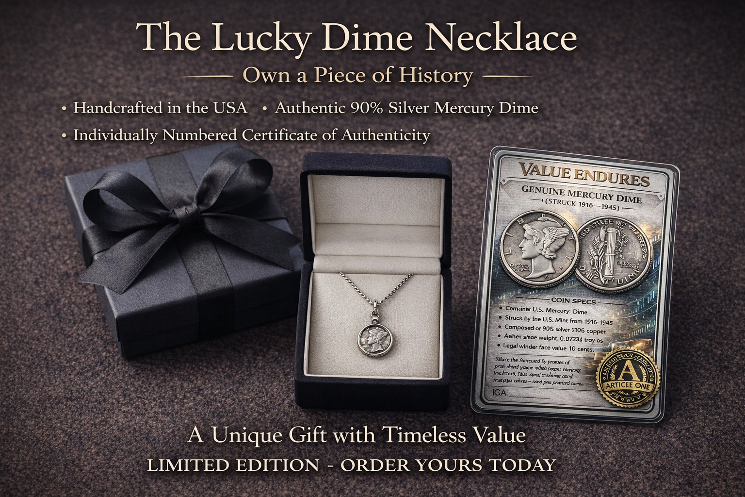 Lucky Dime Necklace — Authentic Silver Coin (First Edition)