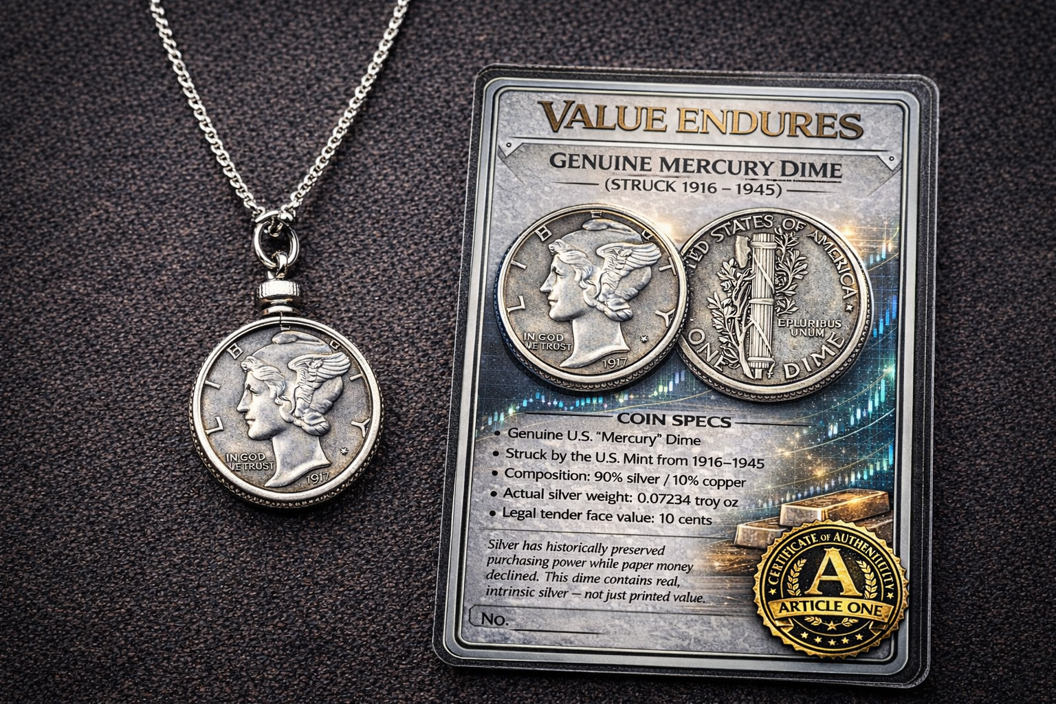 Lucky Dime Necklace — Authentic Silver Coin (First Edition)