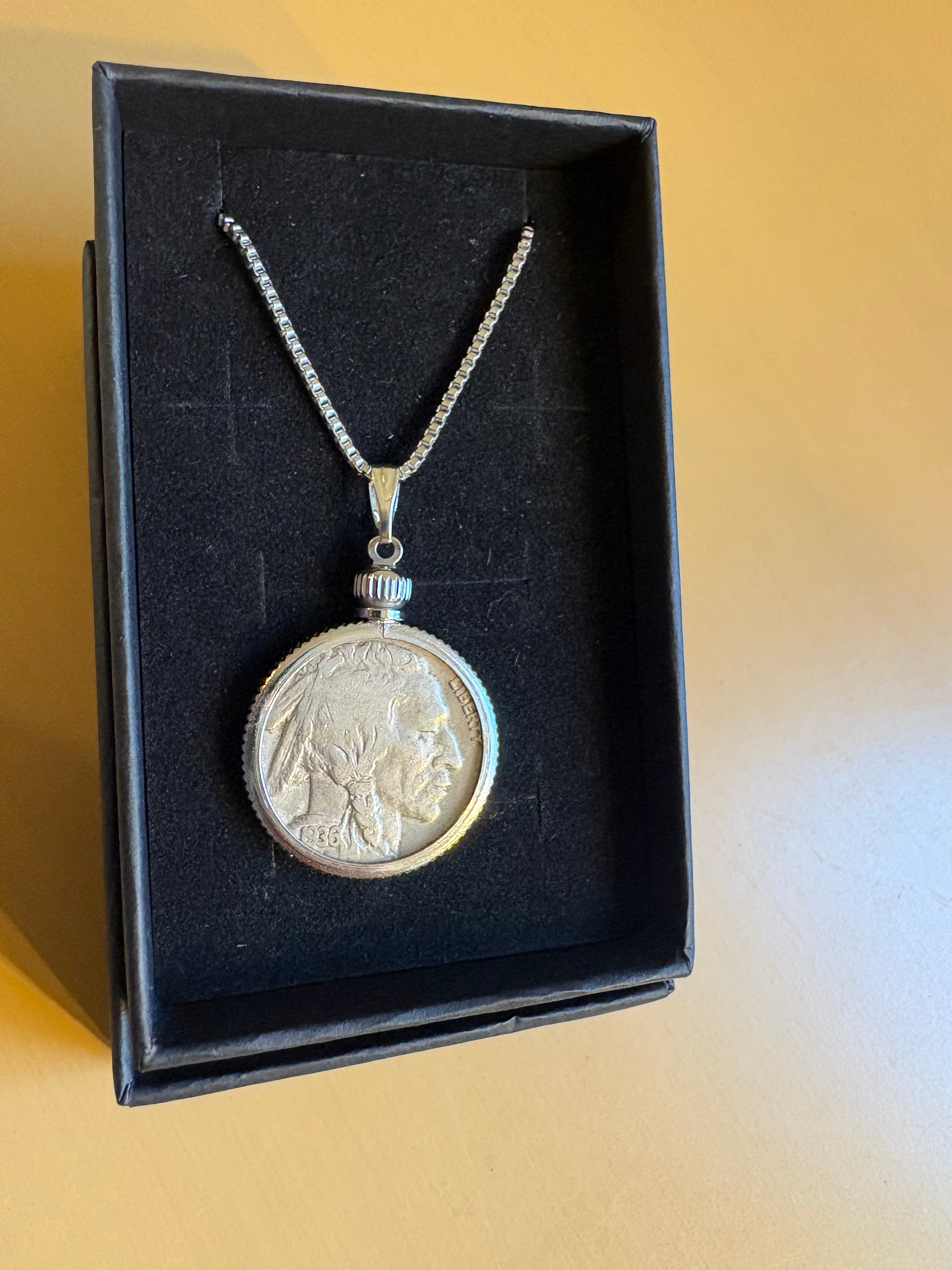 Buffalo Nickel Necklace — Authentic Silver Coin (First Edition)