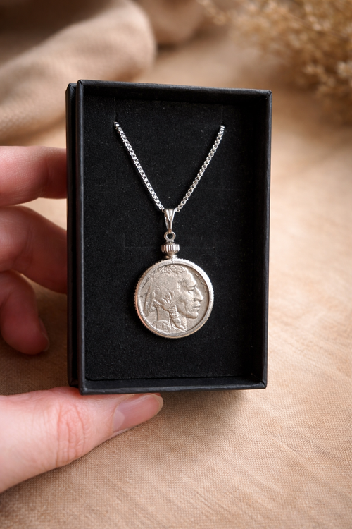 Buffalo Nickel Necklace — Authentic Silver Coin (First Edition)