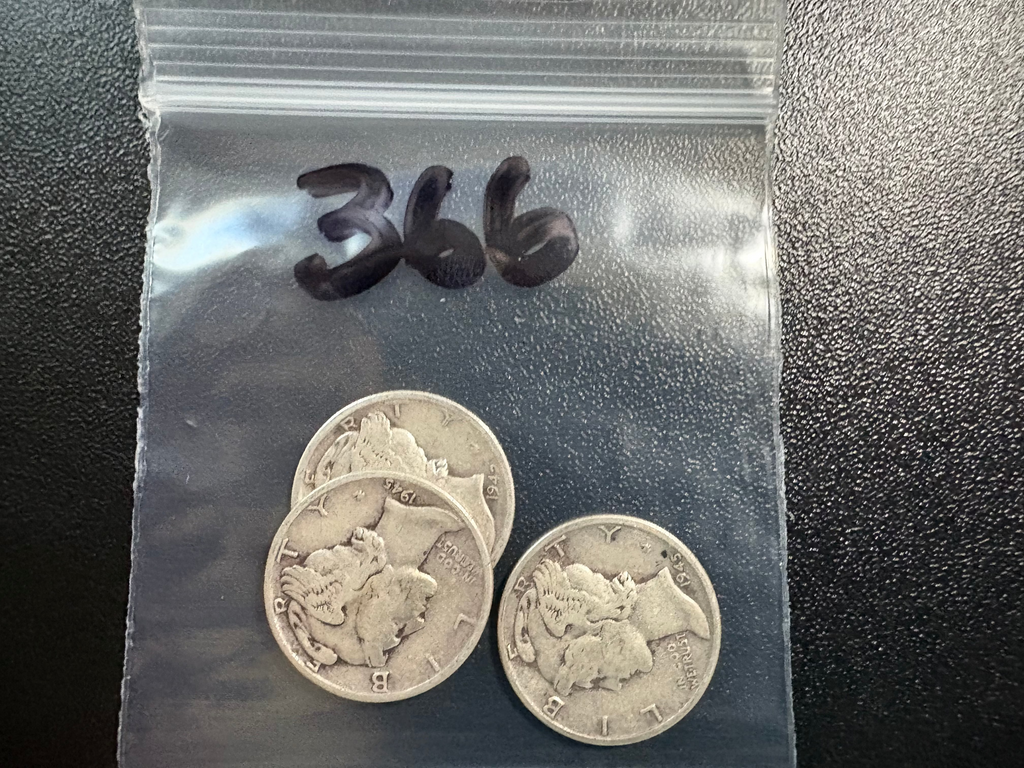 3 Mercury Dimes — Authentic 90% Silver Coins