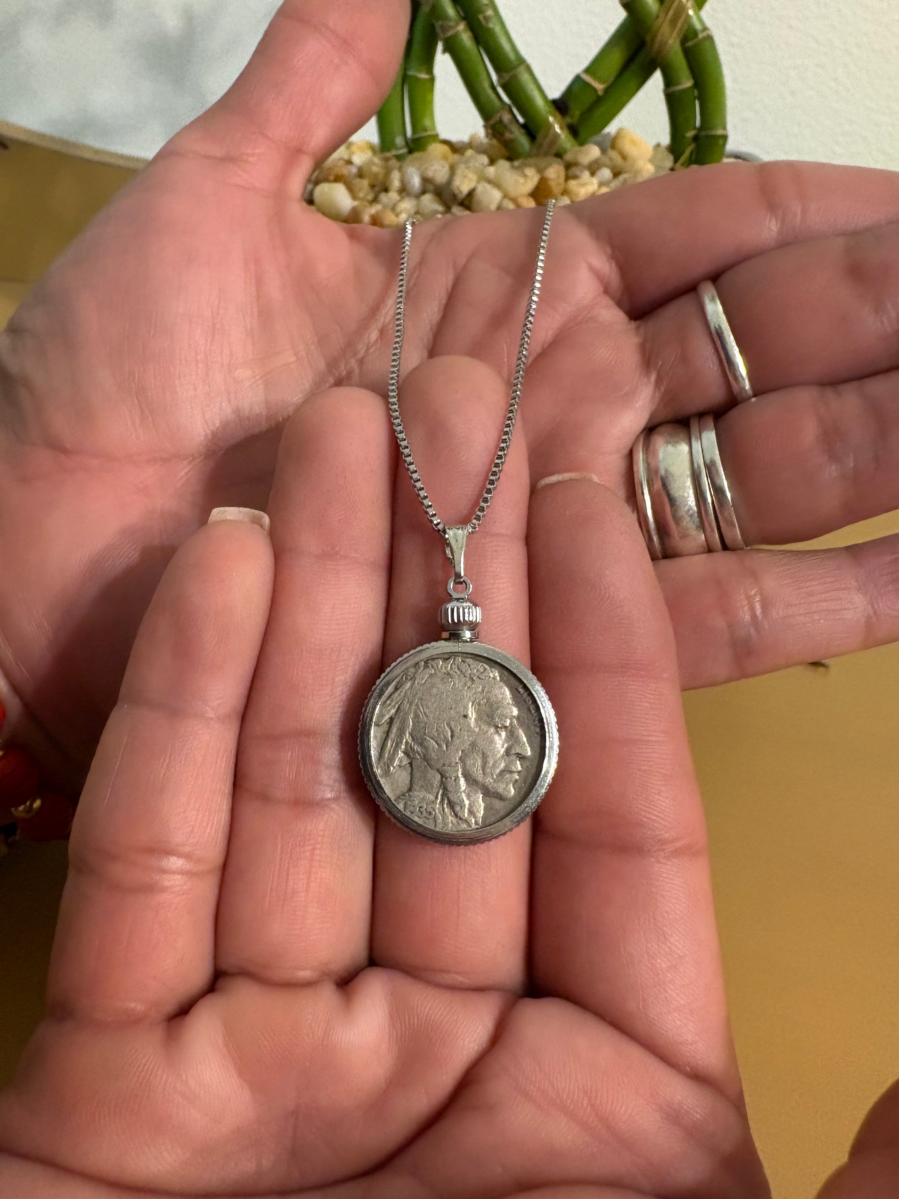 Buffalo Nickel Necklace — Authentic Silver Coin (First Edition)